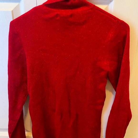 Red Metallic Turtleneck Sweater - Picture 3 of 3